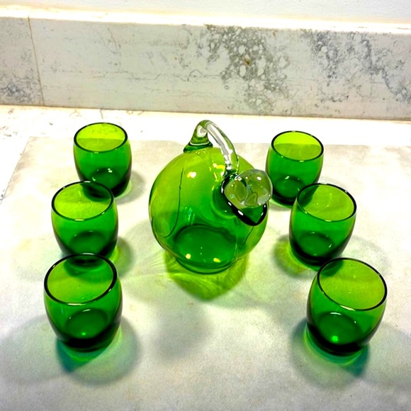 Handblown Tilt Ball Decanter & Cordials Set Cambridge Glass Co Circa 1930’s EUC - Picture 13 of 16